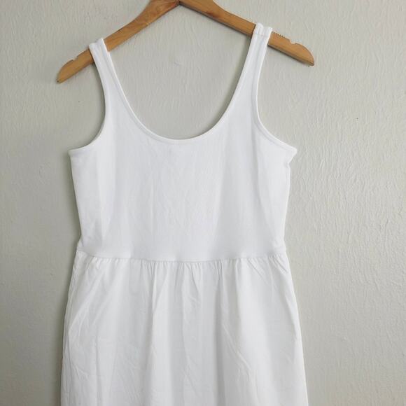 J. Crew Tiered Knit Mixy Midi Dress in White - NWT Cotton Pockets Medium Petite - Picture 5 of 13